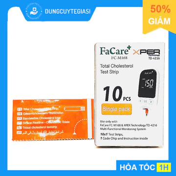 Que thử Mỡ máu Cholesterol dành cho máy đo đường huyết, gút, mỡ máu FaCare 5 trong 1 FC-M168 - Hộp 10 que
