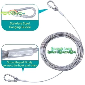 Dây phơi quần áo bằng thép không gỉ -15m, Dây phơi quần áo trong nhà / ngoài trời chống gió di động Đồ dùng cắm trại Dây quần áo [MỚI]