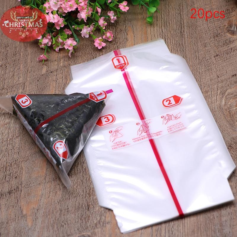 XUAN 20 Chiếc Hai Lớp Tam Giác Bao Bì Gạo Túi Rong Biển Onigiri Túi Sushi Bao Bì Dụng Cụ Túi Phụ Kiện VN