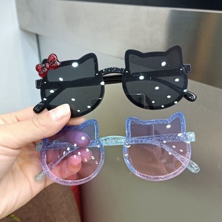 Kính râm Kitty chống tia cực tím cho bé gái-Kính chống nắng phân cực silicon dễ thương cho trẻ em