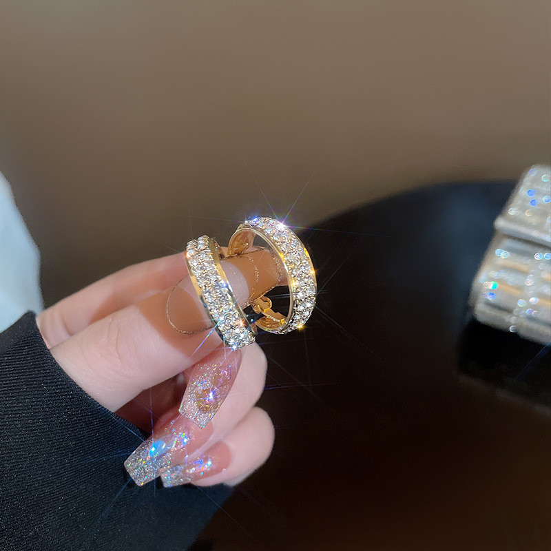 Chunky Vòng Bông Tai Thời Trang Đa Năng Micro Pave Zircon Bông Tai Nữ