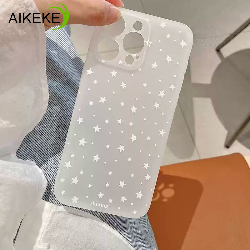 Vỏ sương mù băng ngôi sao trắng cho Samsung Galaxy S25 Edge S24 S23 S22 S21 S20 Ultra FE S10 S10E S9 S8 Plus + 5G 4G Vỏ điện thoại mờ mềm chống sốc đơn giản dễ thương