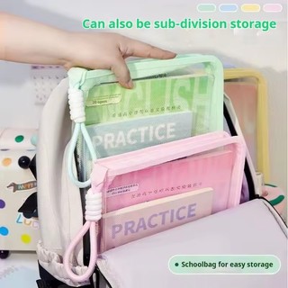 Thư mục tập tin dây kéo cầm tay trong suốt có kẹp Thiết kế hoạt hình vỏ cứng cho học sinh Lưu trữ bài tập tại nhà Văn phòng Đồ dùng học tập