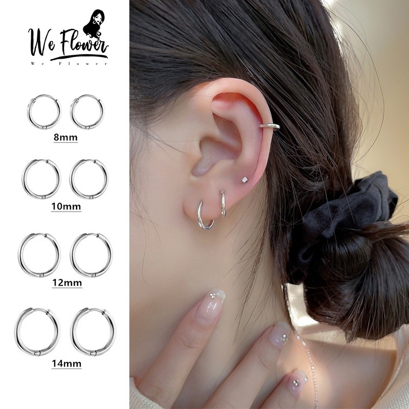 Bông tai vòng đa kích thước We Flower - Thép 316L 8mm-14mm, Bông tai bạc không gây dị ứng