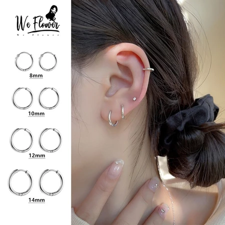 Bông tai vòng đa kích thước We Flower - Thép 316L 8mm-14mm, Bông tai bạc không gây dị ứng