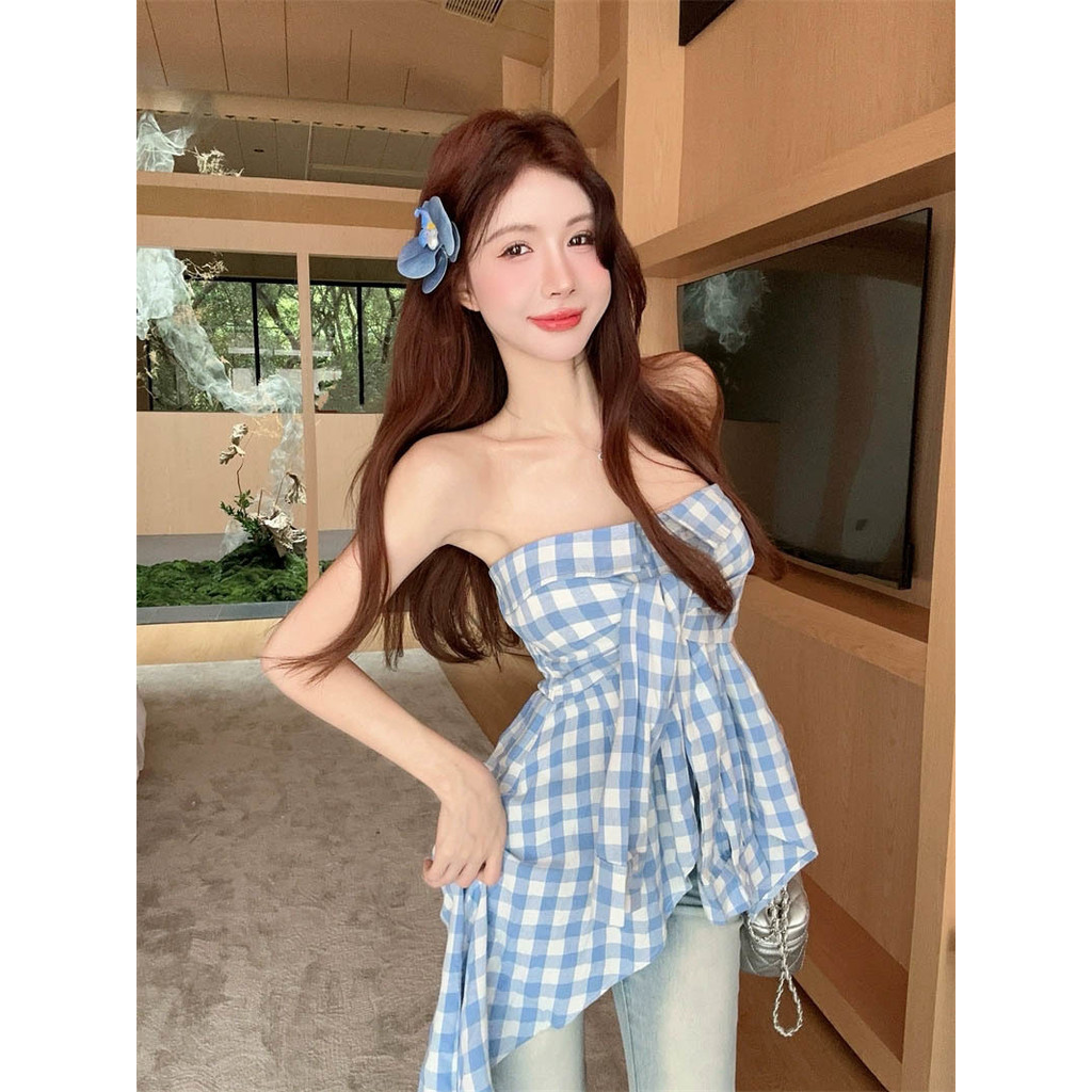 Milyfashion Crop-top Gợi cảm Một Dây Phong Cách Mới Mùa Hè, Nẹp Rộng Ôm Dáng