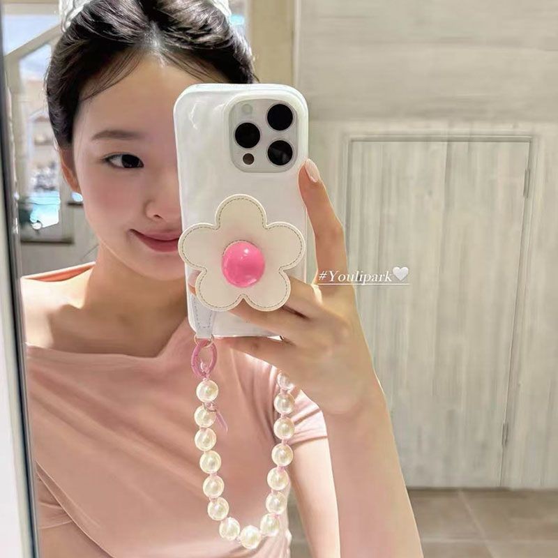 【✨Spot】[Đế hoa trắng + Vỏ điện thoại + Vòng tay] ốp lưng iphone16ProMax / 15plus / 14pro, chống sốc
