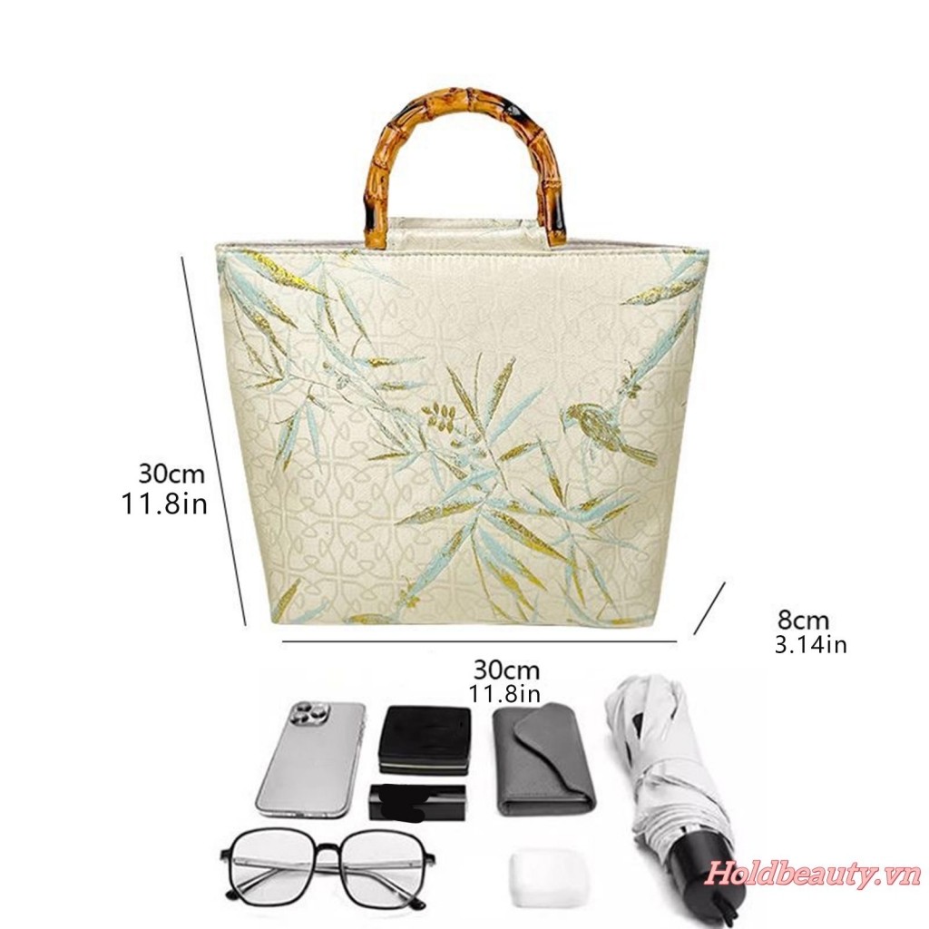 Phụ Nữ Dung Tích Lớn Tote Hợp Thời Trang Retro Thêu Hoa Túi Đeo Vai Túi Xách Đi Biển Du Lịch Hàng Ngày Mua Sắm