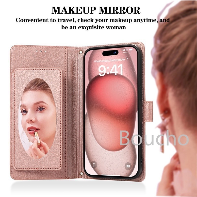 Dành Cho OPPO Reno 11 12 13 14 Pro 11F 11A 12F 12FS 13F 13FS 14F F27 5G 4G Ví PU Thời Trang Flip Cover Vỏ Điện Thoại Da Sang Trọng Có Khe Cắm Thẻ