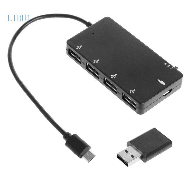 LIDU1 5 trong 1 USB Hub Micro USBOTG 4 cổng Hub Cáp chuyển đổi nguồn hỗ trợ trao đổi nóng