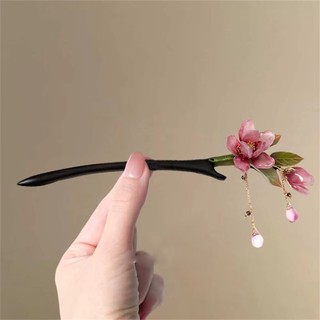 Kẹp tóc handmade phong cách cổ xưa Hanfu với họa tiết bông hoa sen và tua rua, dành cho nữ