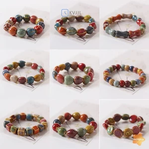 Vòng tay boho handmade ngôi sao nhiều màu sắc, gốm đính hạt co giãn, phụ kiện thời trang dành cho nữ mới