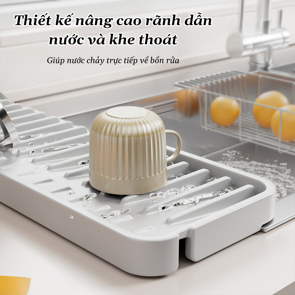Tấm Thoát Nước Bồn Rửa Bát Silicon Chống Tràn, Tấm Chắn Nước Bồn Rửa Chén Chống Thấm, Dễ Vệ Sinh