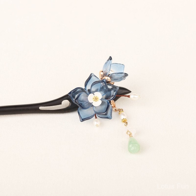 Handmade Ngọc Xoắn Kẹp Tóc Hoa Mun Kẹp Tóc Hanfu Trang Phục Cổ Kính Hoa Mộc Lan Cổ Điển Tính Khí Thanh Lịch Tua Rua Bước Hình Hanfu Sườn Xám Cuộn Dây