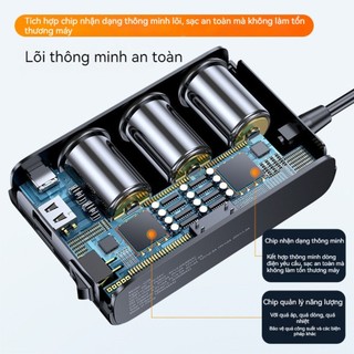 Tẩu Sạc Ô Tô Sạc Nhanh 110W Dây Rút Tự Động 4 Cổng USB Type-C & Lightning Đa Năng Vỏ Hợp Kim Cao Cấp Chống Sóng An Toàn