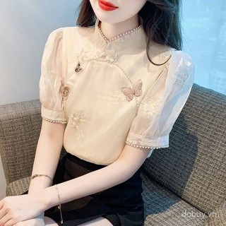 Áo Barong Filipiniana Hiện Đại Phong Cách Châu Á, Thêu Đính Hạt, Cổ Đứng - Mùa Hè 2025
