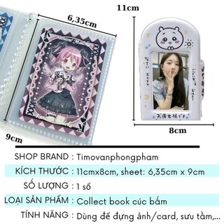 Collect Book Nơ Màu Hồng Tiểu Thư Y2K Cute Tổng Hợp Sổ Đựng Card Nút Bấm Bo Góc Timo VPBL38