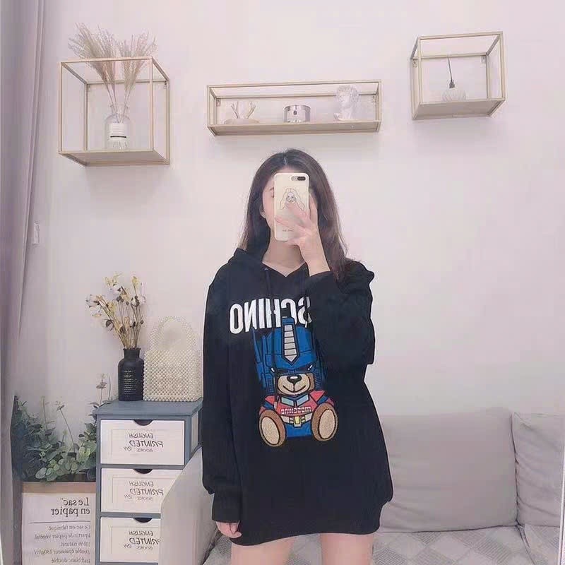 Áo Hoodie Mô Chi Nô Gấu Mũ Xanh KCloset Áo Nỉ, Áo Sweter Dày Dặn Dáng Rộng Nam Nữ NA967