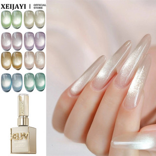 XEIJAYI Magic Crystal Ánh sáng từ tính Gel móng tay mắt mèo trong suốt màu tím xanh lá cây mèo mắt trị liệu keo dán móng tay nghệ thuật làm móng tay cho tiệm làm móng tay