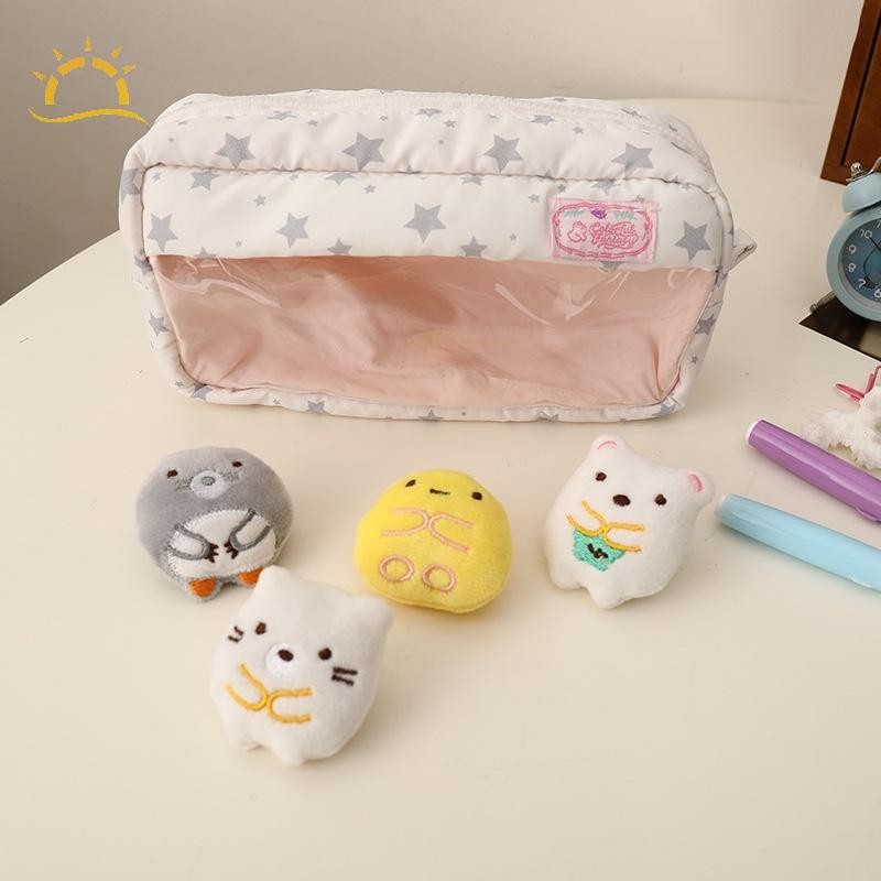[Wi] Hộp đựng bút chì trong suốt dễ thương kèm 4 búp bê Túi đựng văn phòng phẩm sinh viên Quà tặng VN