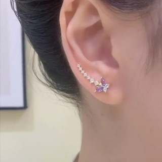 Xương Bướm Thanh Lịch Ánh Sáng Sang Trọng Bông Tai Siêu Cổ Tích Tím Zircon Bướm Bông Tai Nữ Cô Gái Phụ Kiện Tóc
