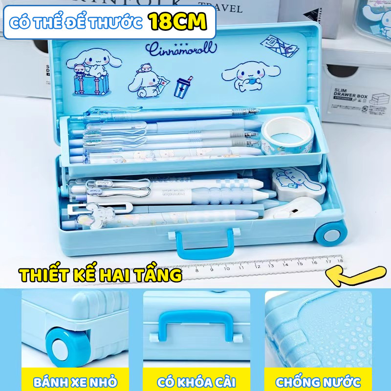 Hộp Bút Vali Ngộ Nghĩnh - Hộp Đựng Bút Chì Xinh Xắn Tiện Lợi, Chia Ngăn Khoa Học, Phù Hợp Cho Bé Đi Học