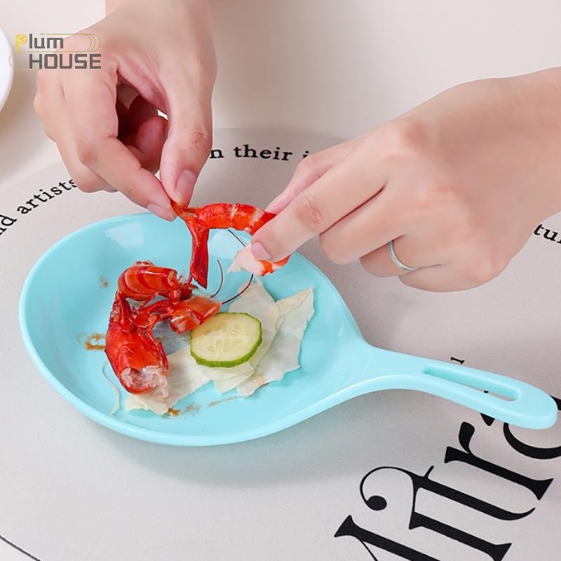 PlumHOUSE Đĩa Cầm Tay Hàn Quốc Thời Trang Màu Trắng Có Tay Cầm Thìa Lớn Khay Khoai Tây Chiên Gà Ăn Nhẹ Đĩa Trái Cây Món Tráng Miệng Bánh Đĩa Mới VN
