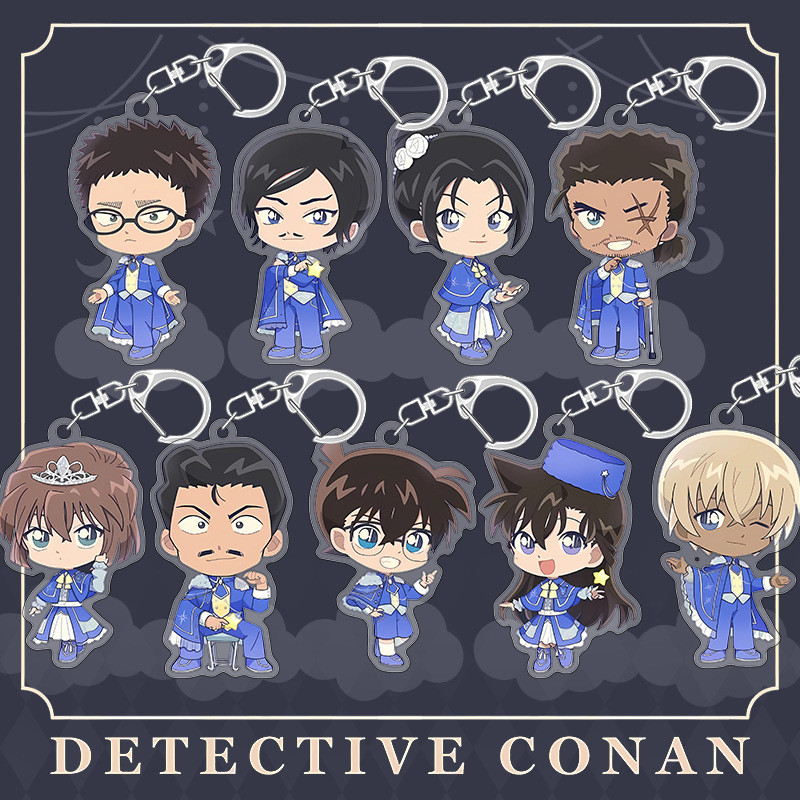 HK1 Thám Tử Lừng Danh Conan Mokenan Cafe Anime Ngoại Vi acrylic Móc Khóa Màu Xám Thứ Hai Sáng Tạo Mặt Dây Chuyền Nhỏ KH1