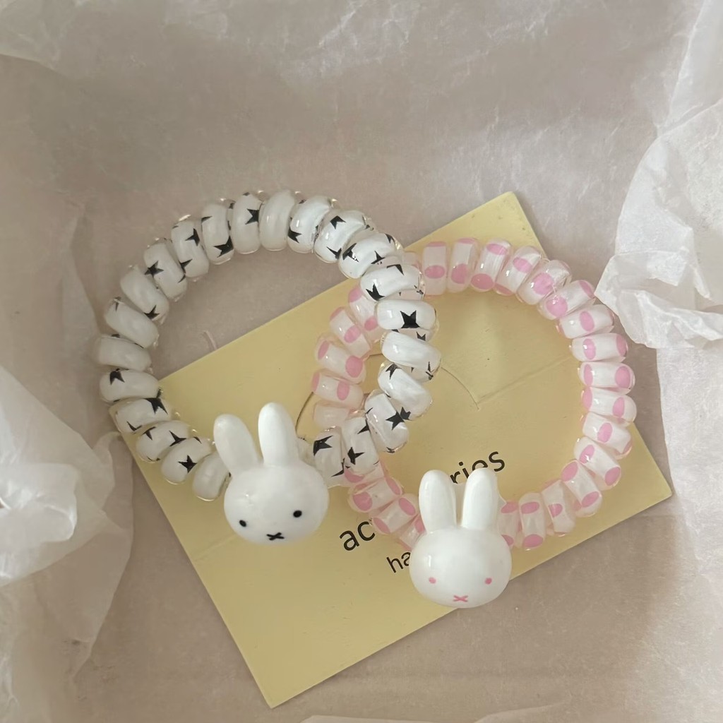 Dây điện thoại tóc Miffy thỏ dễ thương, cao đàn hồi bền, phụ kiện tóc đơn giản