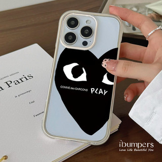 ibumpers Ốp Điện Thoại iPhone COMME des GARÇONS PLAY Ốp Điện Thoại Họa Tiết Trái Tim Đỏ Cho IPhone 11 12 13 14 15 16 Pro Max Ốp Lưng Acrylic Trong Suốt Viền Màu Tinh Khiết