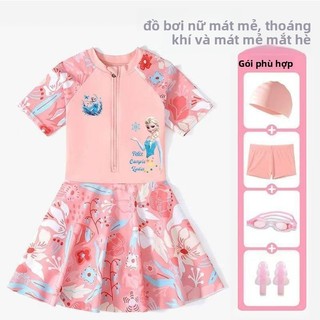 Đồ bơi liền thân Kuromi & Frozen cho bé gái – Chống nắng, khô nhanh, kèm phụ kiện