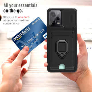 Dành Cho Redmi Note 12 Pro 5G Ốp Lưng 4 Trong 1 Trượt Camera Bao Đựng Thẻ Đứng Vuông Freebie Dây Chống Sốc Chống Rơi Mỏng Mềm TPU Cover