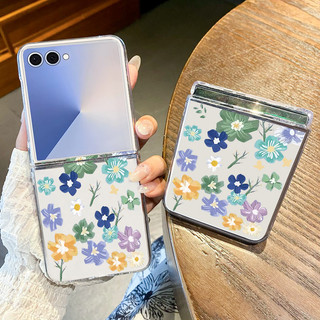 Hoa Họa Tiết Trong Suốt Dành Cho Samsung Galaxy Z Flip 7 Flip 6 Flip 5 Flip 4 Flip 3 Trong Suốt Cứng PC Gấp Ốp điện thoại Cho Samsung Z Flip7 Z Flip6 Flip5 Flip4 Flip3