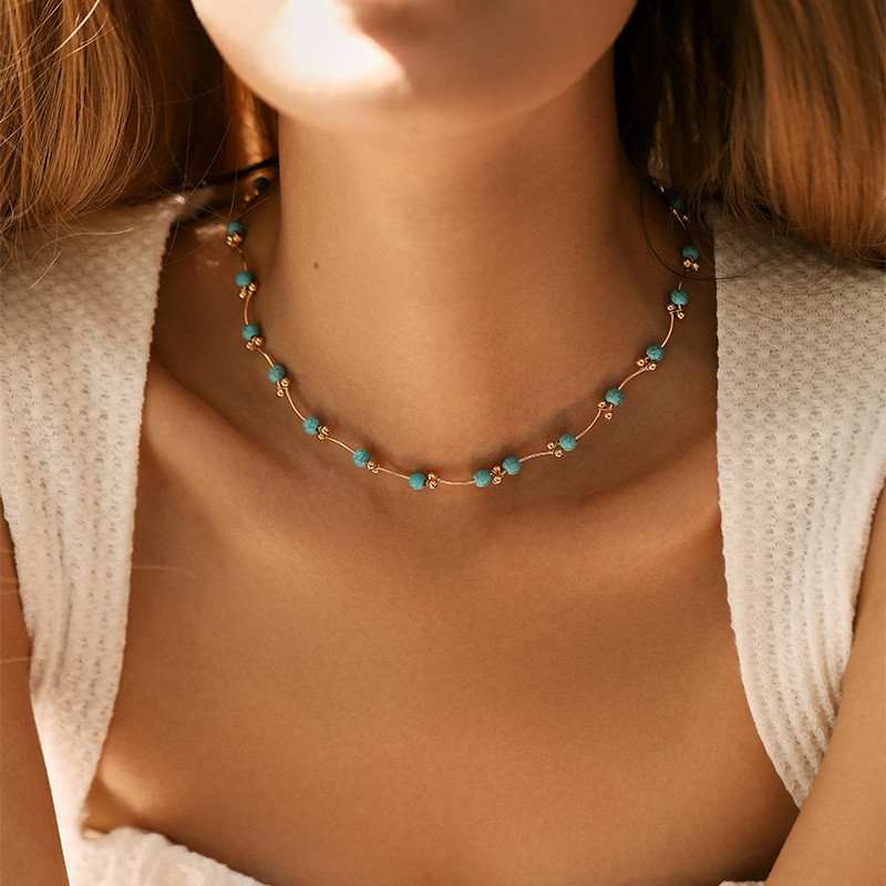 Vòng Cổ Choker Đính Hạt Nhiều Màu Sắc Cho Nữ – Mặt Dây Chuyền Hoa Dainty Mạ Vàng Phong Cách Kỳ Nghỉ Trang Sức Hợp Thời Trang