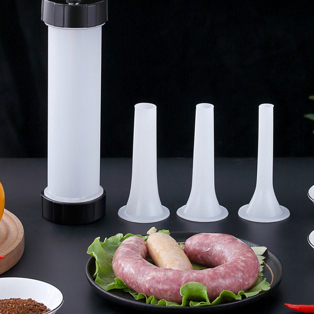 [H & L] Dụng cụ nhồi xúc xích hạng nặng - Chất độn thủ công, pít tông chống dính & 3 kích cỡ vòi để làm đầy vỏ xúc xích hoàn hảo mỗi lần