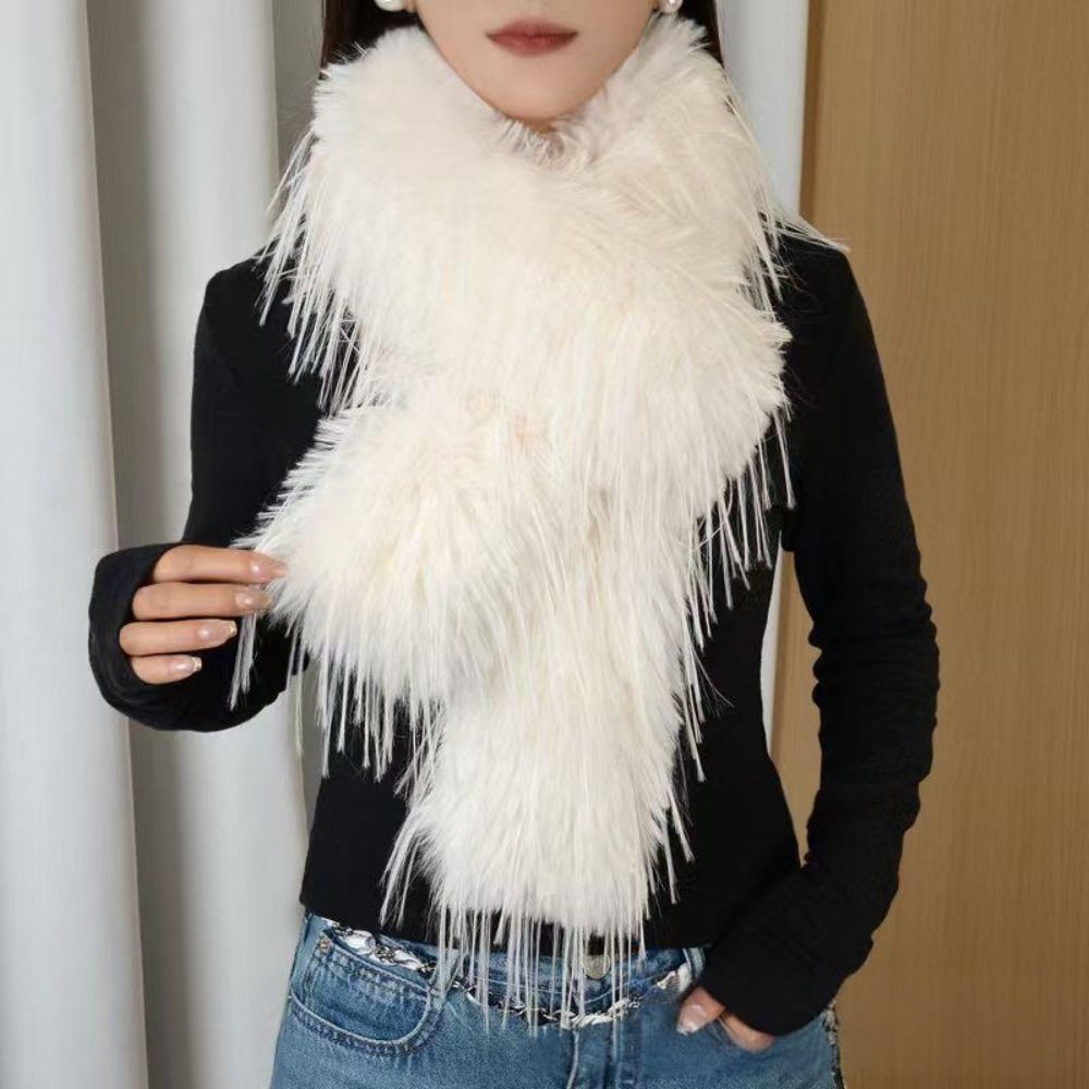 Khăn quàng cổ bé gái GETVOW Y2K, chất liệu lông chồn giả, dáng dài 180cm phong cách Hàn Quốc