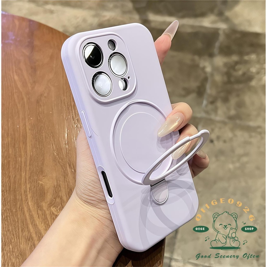 Macaroon Skin Sense Bracket Ốp điện thoại từ tính iphone16 Pro Max 15 14 13 12 11 vỏ cho vỏ iPhone Vỏ mềm silicon TPU chống sốc