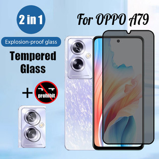 Kính cường lực chống gián điệp chất lượng cao 2 trong 1 cho OPPO A79 A3 Pro A60 A78 A58 A38 A18 4G Phim bảo vệ kính chống nhìn trộm có màng ống kính máy ảnh