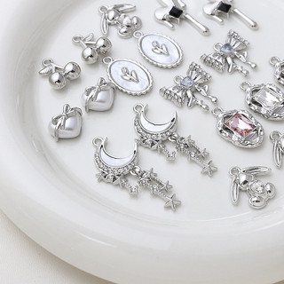 Mới Phong Cách Trung Quốc Hợp Kim Ngọt Ngào Phong Cách Thoáng Mát Trái Tim Tình Yêu Nơ Mặt Dây Chuyền DIY Handmade Trang Sức Vòng Cổ Bông Tai Phụ Kiện