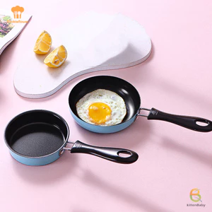 Kittenbaby Chảo Chiên Mini Thép Không Gỉ Ngăn Dính Nồi Cảm Ứng Tròn Bữa Sáng Chiên Nhỏ Chảo Trứng Có Tay Cầm Dài Tiện Ích Nhà Bếp Mới