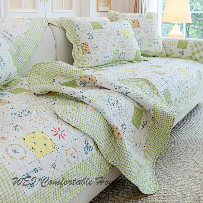 Kem Phong Cách Sofa Đệm Chống Trơn Trượt Phong Cách Mục Vụ Sofa Bao Bốn Mùa Đa Năng Cotton Nguyên Chất Sofa Khăn Cotton Đệm
