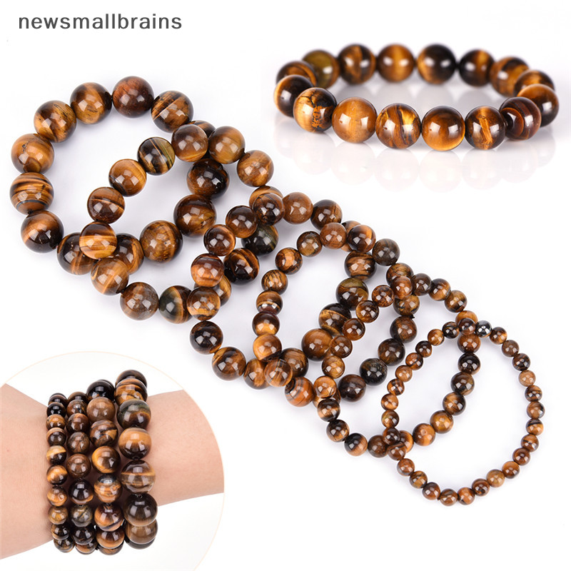 Newsmallbrains Tự Nhiên Hổ Mắt Đá May Mắn Phước Lành Hạt Nam Nữ Trang Sức Vòng Tay Lắc Tay Sang Trọng NSB