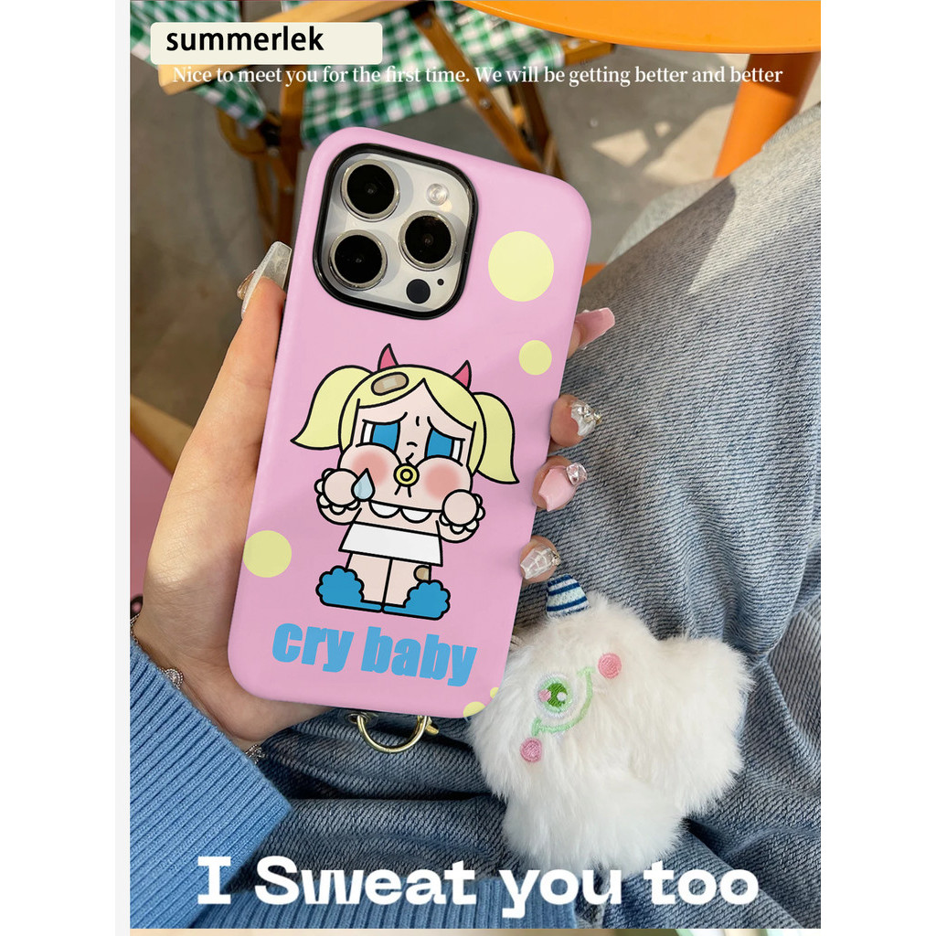 Crybaby Pop Mart Ốp điện thoại dễ thương, xinh xắn, màu hồng cho iPhone15ProMax 14Pro 13 12 XSMAX 13mini 8PLUS 2 ❈ 2in1 tpu và pc cas bóng