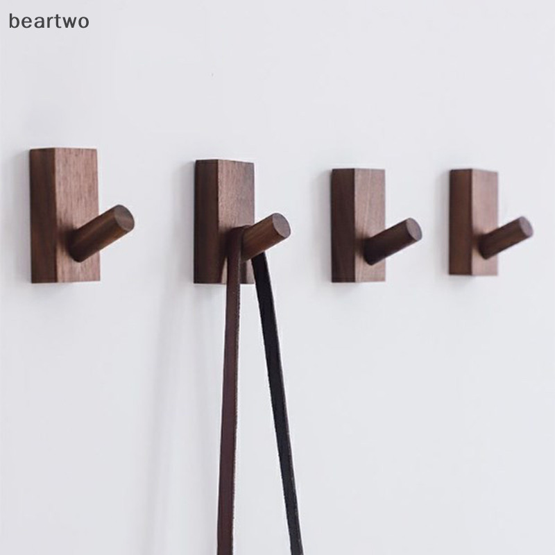 < Beartwo > Móc gỗ nguyên khối đơn giản mới Móc treo quả óc chó Móc treo tường phòng tắm Áo khoác phòng ngủ Giá đựng khăn nhà Móc trang trí chìa khóa đẹp