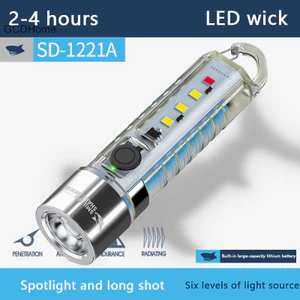 Gcdhome Smile LED Đèn pin sạc mạnh mẽ Siêu sáng al Móc khóa Cảnh báo ngoài trời Trang chủ HOT