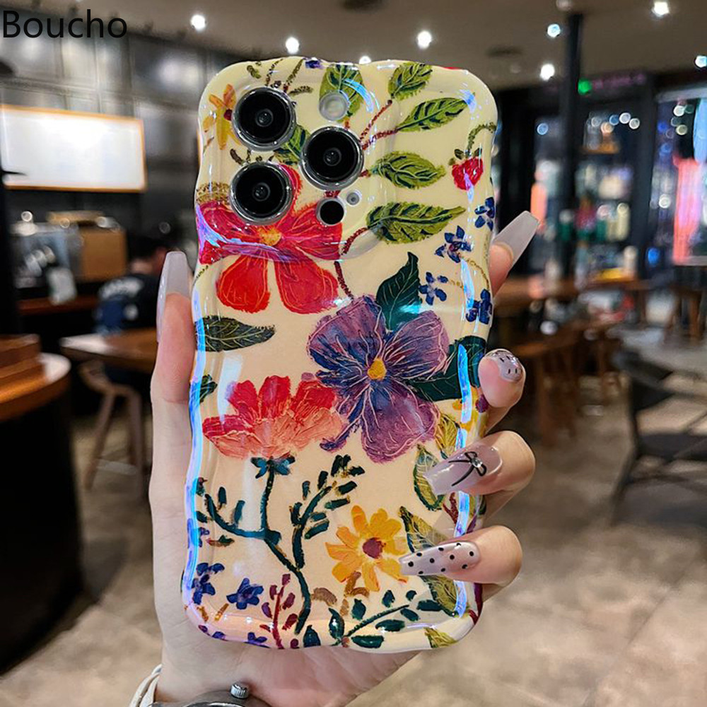 Dành Cho iPhone 15 Pro Max Tranh Sơn Dầu Hoa Họa Tiết Ốp lưng iPhone 11 12 13 14 Pro Max 12pro 15 plus 15pro Ốp Lưng Bảo Vệ