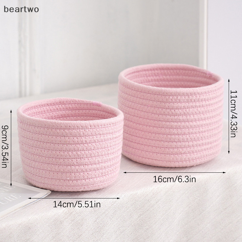 < Beartwo > Giỏ đựng đồ dệt bằng dây Cotton thủ công Máy tính để bàn Đồ lặt vặt Đồ chơi Comestics Keys Hộp đồ ăn nhẹ Đồ lặt vặt Sắp xếp Đẹp