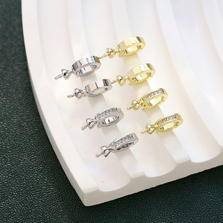 Đồng Clad Màu Vàng Giữ Kẻ Sọc Zirconi Kích Thước Nhỏ Đa Năng Ngọc Trai Treo Khóa DIY Handmade Trang Sức Đính Hạt Tay Vòng Cổ Phụ Kiện