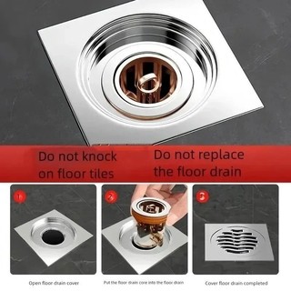 3/6 cái ống xả sàn cảm ứng trọng lực-Lõi-Nắp chống côn trùng khử mùi sàn nhà vệ sinh bộ lọc Tóc Phòng Tắm