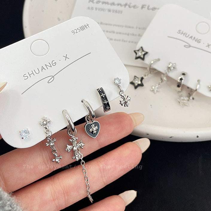 Ảnh 17km Đơn Giản Zircon Xuyên Bông Tai Nữ Pha Lê Thanh Lịch Ngọc Trai Ngôi Sao Bướm Bông Tai Bộ Phụ Kiện Trang Sức 3